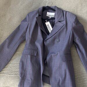 GANNI Gray Pinstripe Blazer